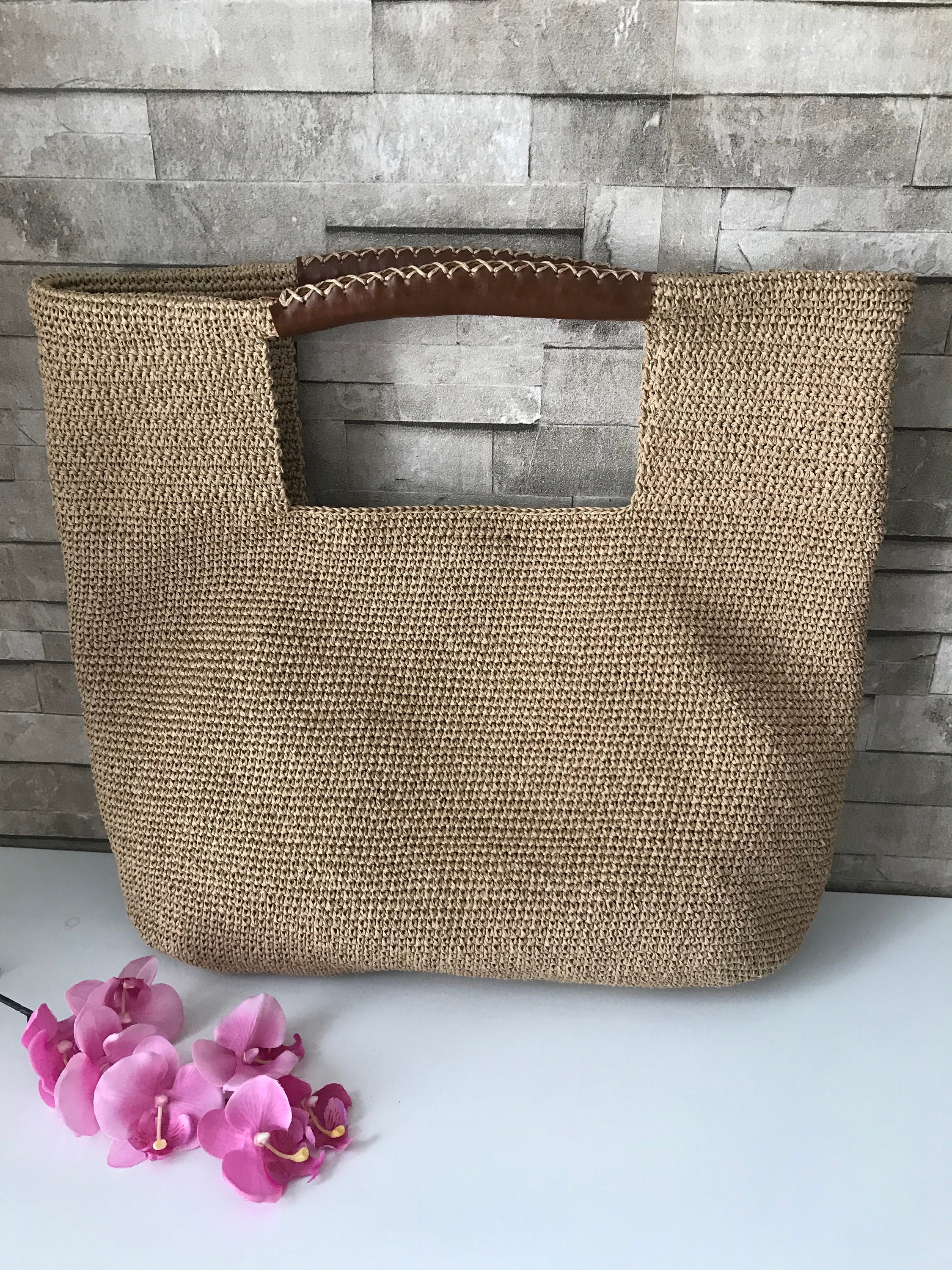Raffia Beach Bag Summer Shopper Bag Straw Tote Bag Crochet Etsy