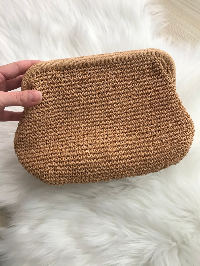 Straw Clutch Bag Summer Bag Boho Beach Clutch Tan Color Etsy