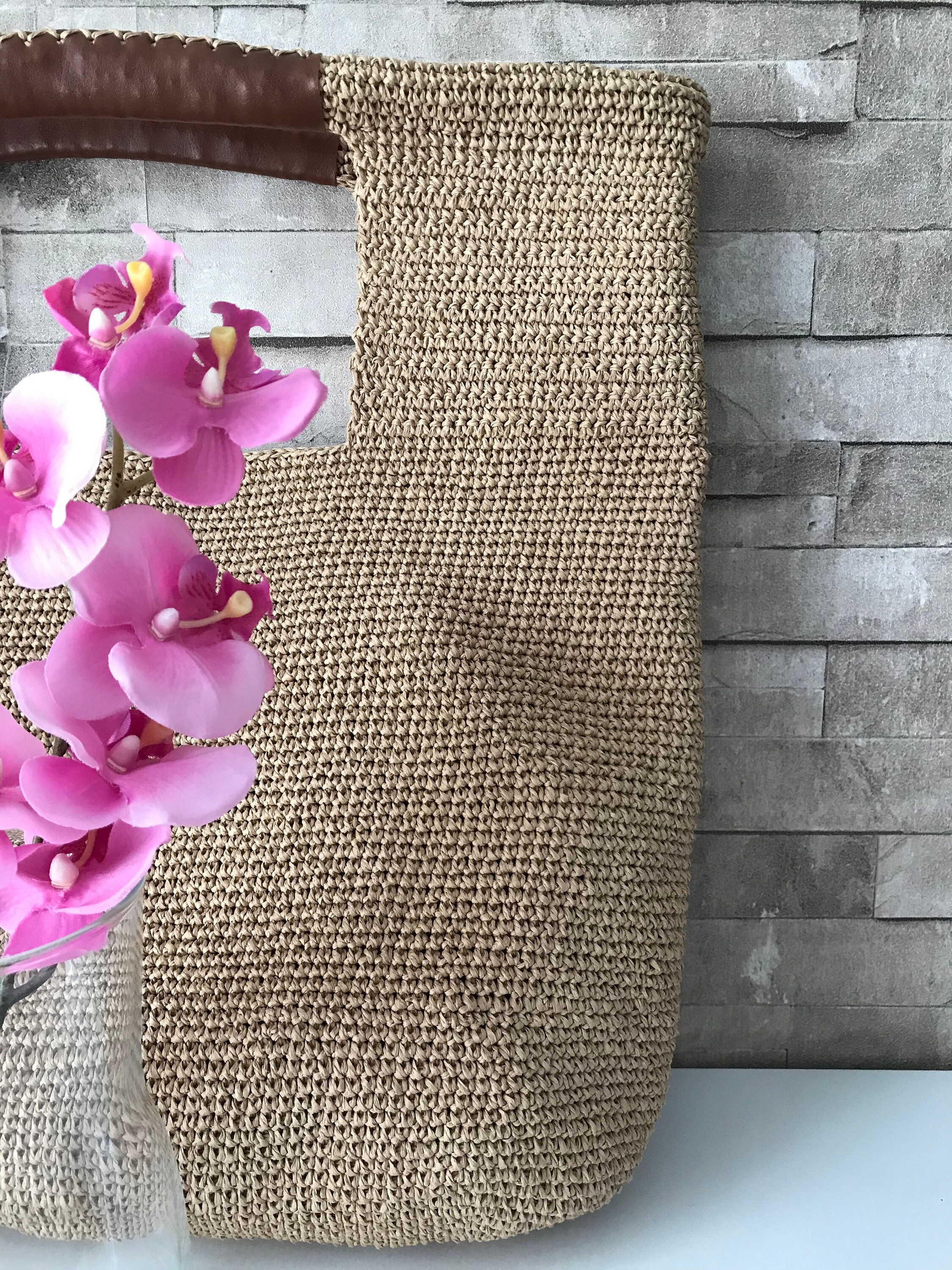 Grüne Häkeln Raffia Einkaufstasche, Sommer Stroh Einkaufstasche Für