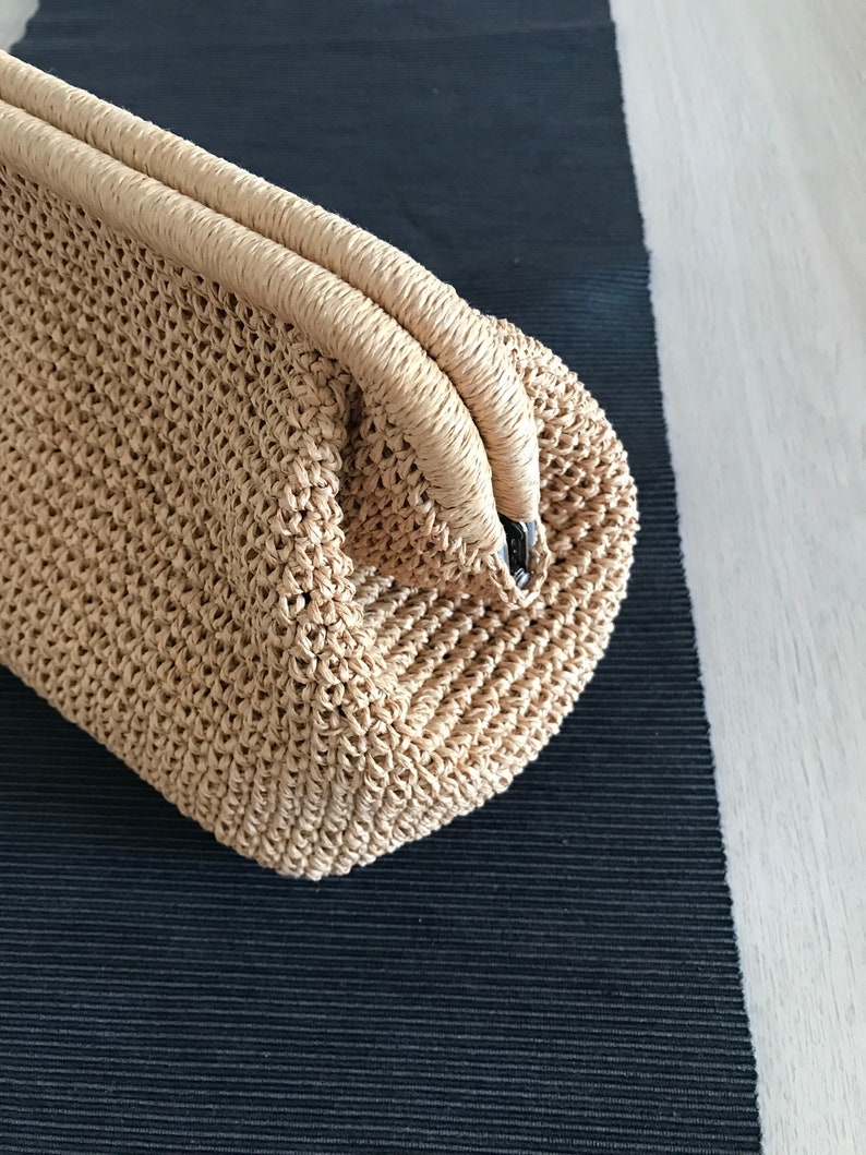 Straw Clutch Bag Summer Bag Boho Beach Clutch Tan Color Etsy
