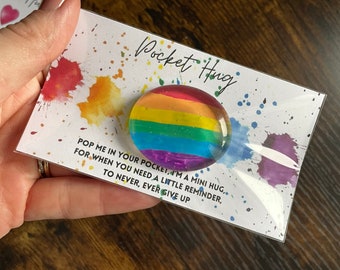 Rainbow Pocket Hug: Hand-Painted Glass Fidget Pebble