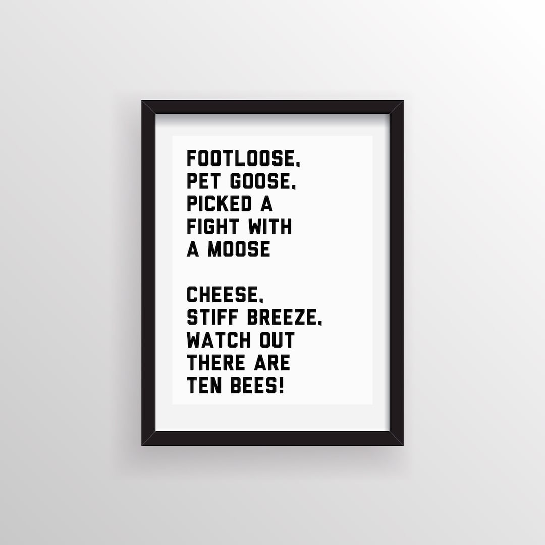 A4 Footloose Misheard Lyrics Joke Print Wall Art Etsy
