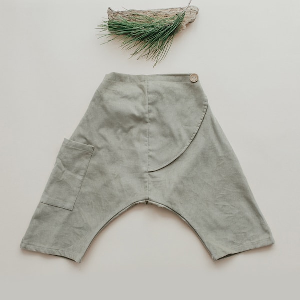 Otto Pants - 100% Cotton Handmade Kids Leggings With Button and Pocket Details Size 12 months 5 Years