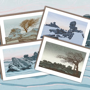Lot de 4 cartes de vœux Dartmoor