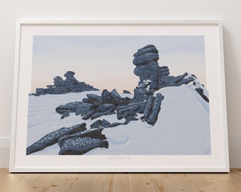 Great Staple Tor, Dartmoor, Devon, England, Landscape Art Print, National Park Poster, Wall Art, Unframed