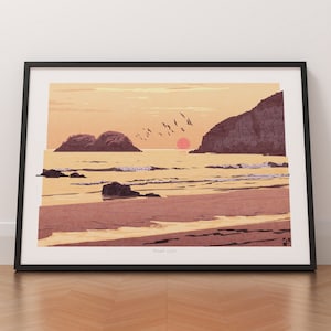 Traeth Llyfn, Pembrokeshire, Wales, Landscape Art Print, Wales Travel Poster, Pembrokeshire Coast Poster, Wall Art, Unframed
