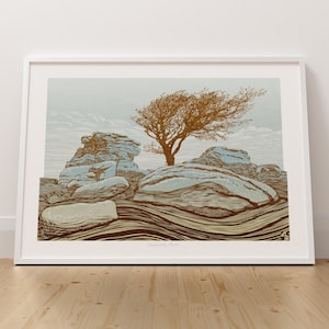 Emswürdige Felsen, Haytor, Saddle Tor, Dartmoor, Devon, England, Landschaft, Kunstdruck, Nationalpark Poster, Wandkunst, ohne Rahmen