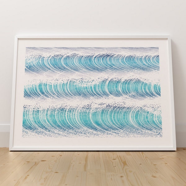 Minimalist Wave Print, "Waves IV", Wave Art, Waves Poster, Wave Prints, Abstract Seascape, Minimalist Wall Art, Unframed