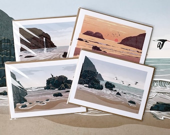 Pembrokeshire Coast Greetings Cards Pack, Pembrokeshire Cards – Set of 4 Cards