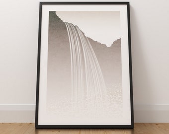 Seljalandsfoss, Minimalist Print, Iceland Waterfall, Landscape Art Print, Scandinavian Print, Minimalist Landscape, Minimalist Wall Art
