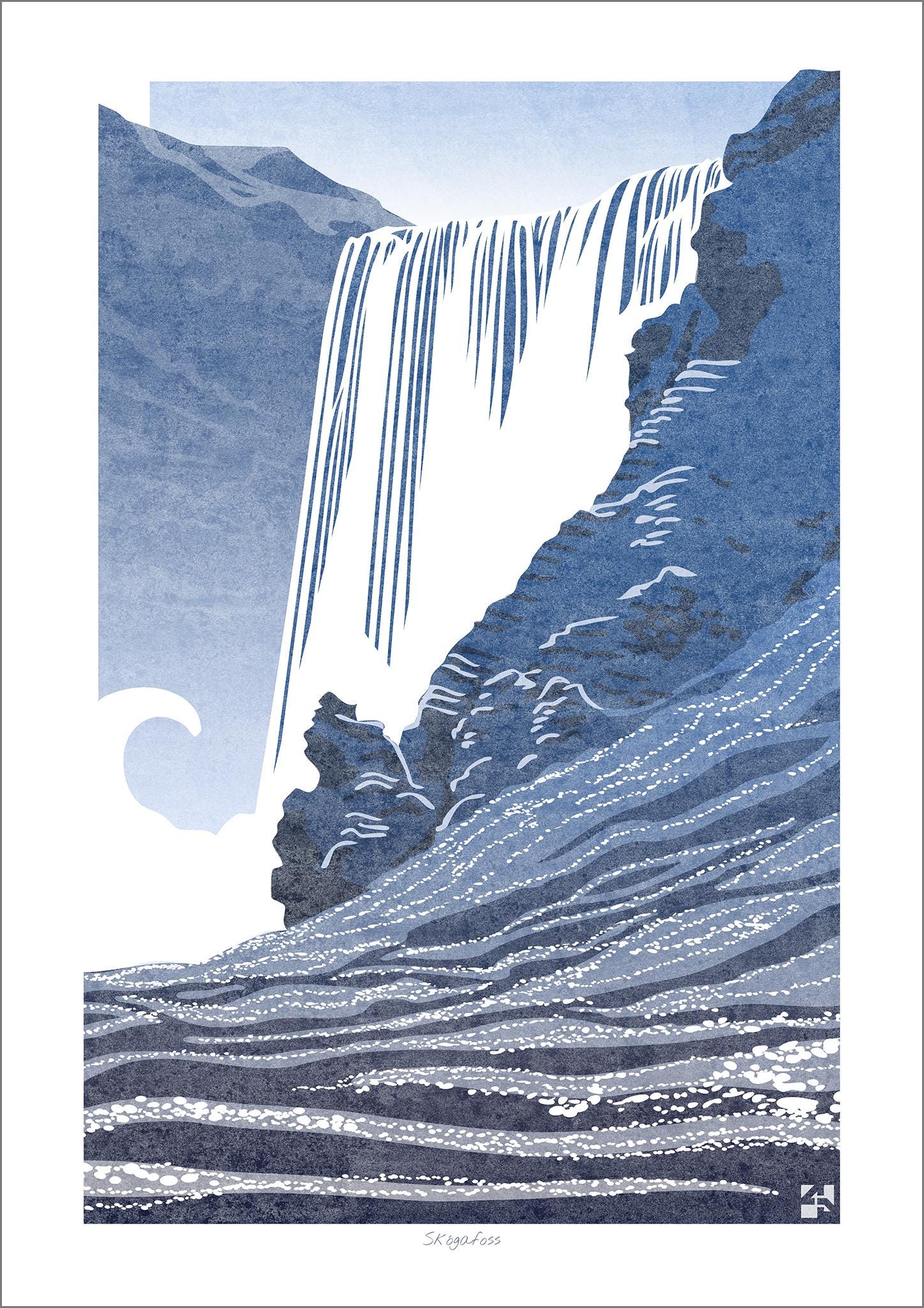 Skogafoss Winter, Waterfall Art Print, Iceland Travel Poster, Icelandic ...