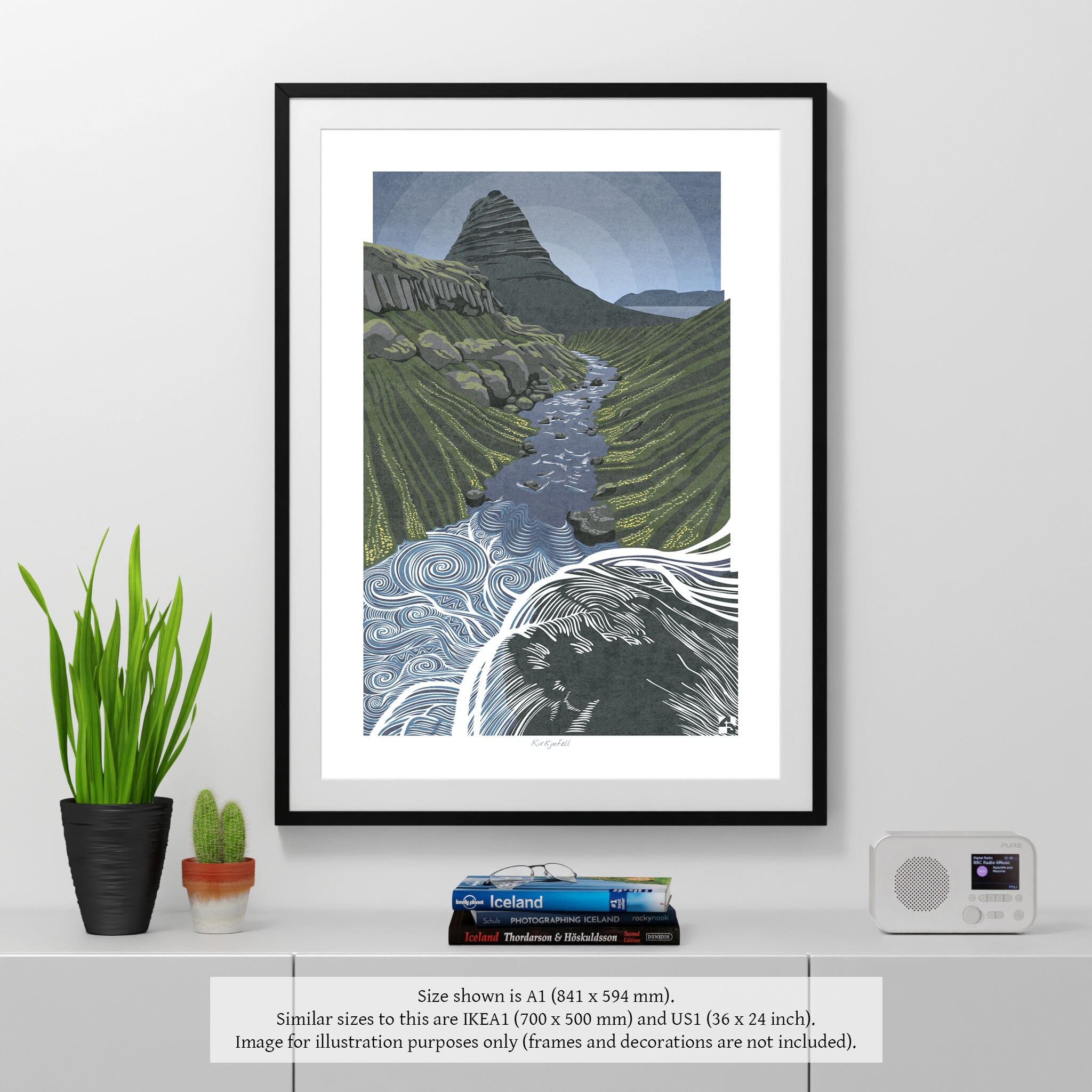 Iceland Kirkjufell Waterfall Landscape Wall Art Print Travel Poster ...