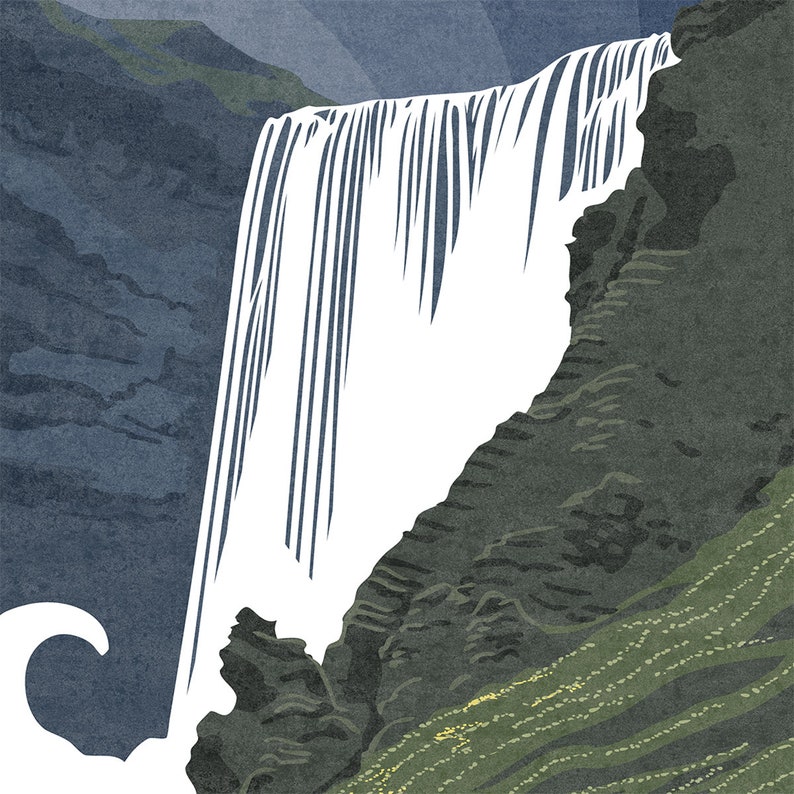 Iceland Skogafoss Waterfall Landscape Wall Art Print Travel Poster ...