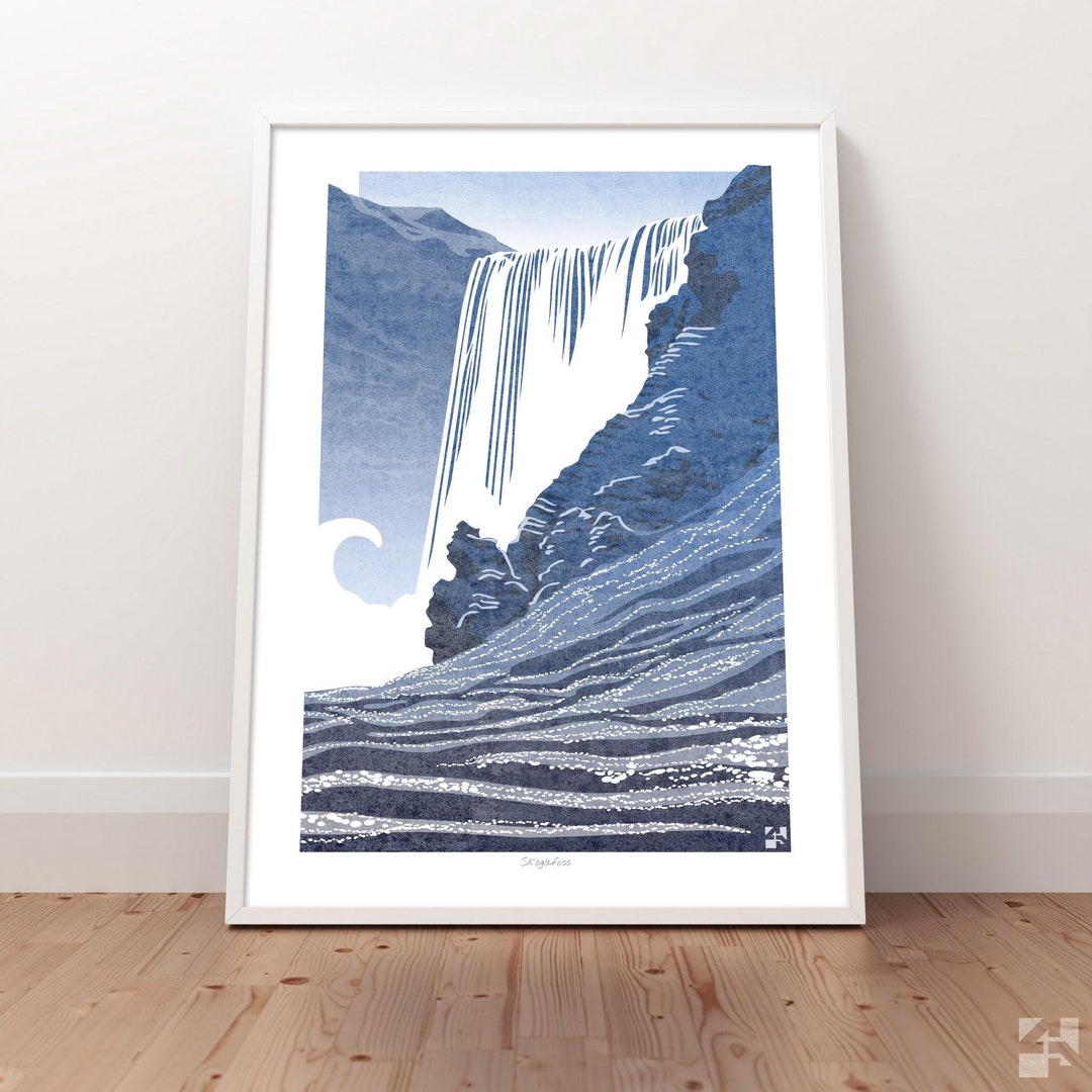 Skogafoss Winter, Waterfall Art Print, Iceland Travel Poster, Icelandic ...