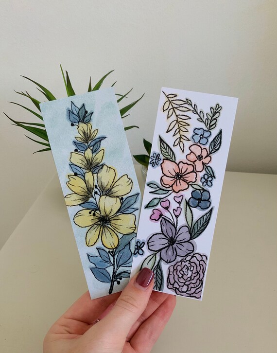 Set of two floral bookmarks Etsy