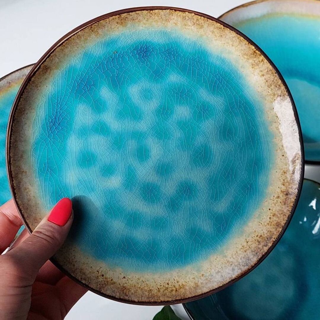 8 Blue Plate Blue Ceramic Dinner Plate. Blue Lagoon Etsy