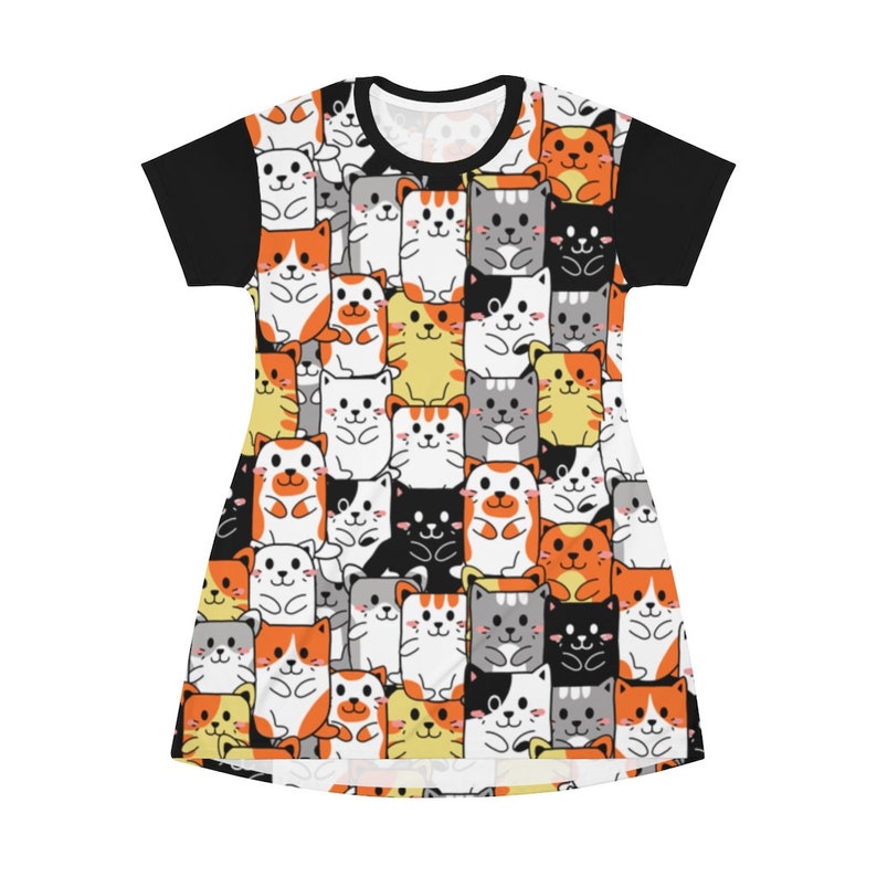 Women/'s T-Shirt Dress Cat Screen Print T-Shirt Dress Casual dress with Cat Design Cute Cat Design Casual Summer Dress