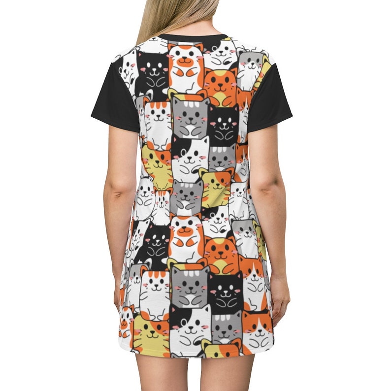 Women/'s T-Shirt Dress Cat Screen Print T-Shirt Dress Casual dress with Cat Design Cute Cat Design Casual Summer Dress
