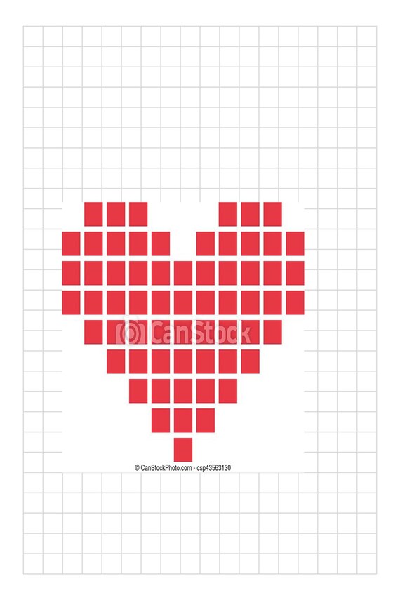 Pixel Coeur Coloriage Et Illustration De Cœurs En Pixel Art Etsy