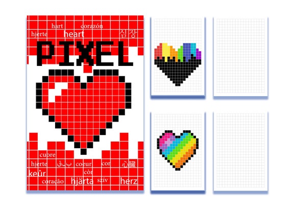 Pixel Coeur Coloriage Et Illustration De Cœurs En Pixel Art Etsy