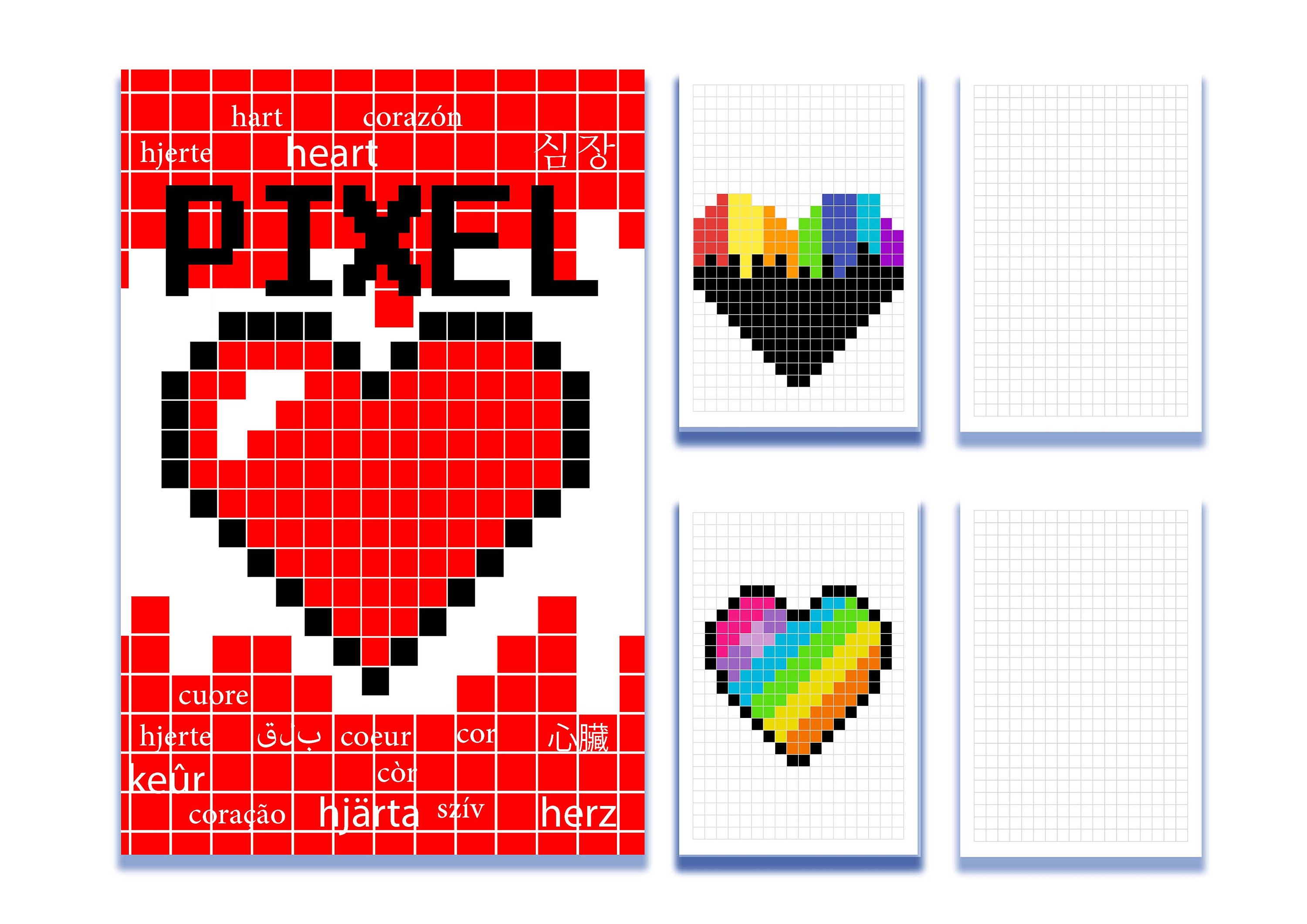 Pixel Coeur Coloriage Et Illustration De Cœurs En Pixel Art Etsy Canada