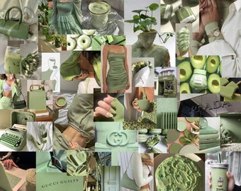 Photo Wall Collage Kit Mint Sage Green Aesthetic set of 78 - Etsy UK