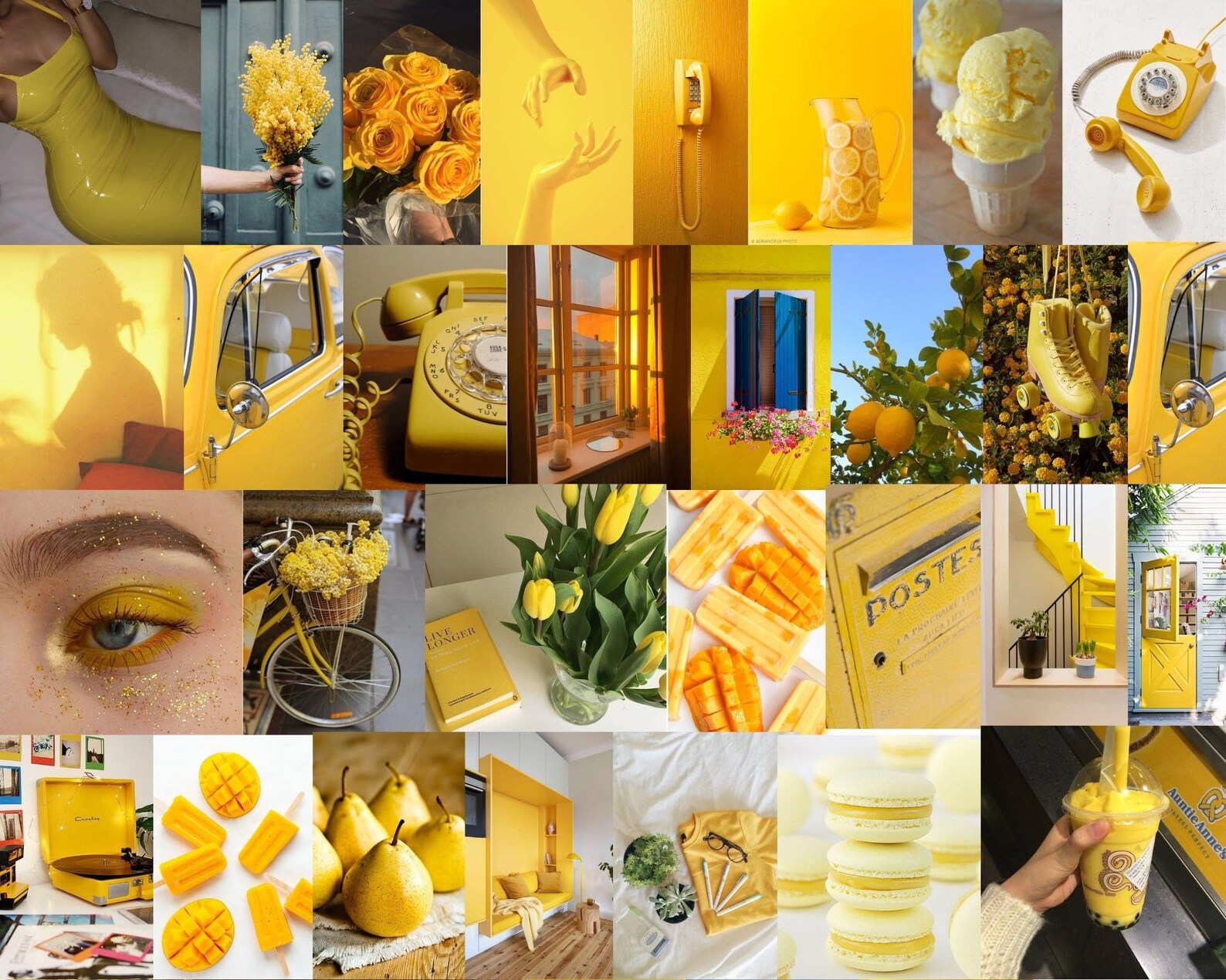 Wall Collage Kit Yellow Aesthetic /aesthetic Wall Collage / Etsy