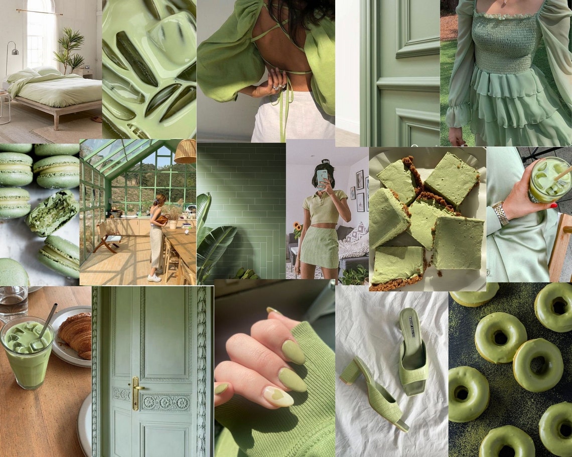 Sage Green Aesthetic Wall Collage Kit /Matcha Soft Green / | Etsy
