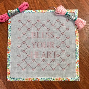 Bless Your Heart Hand-painted Needlepoint Canvas