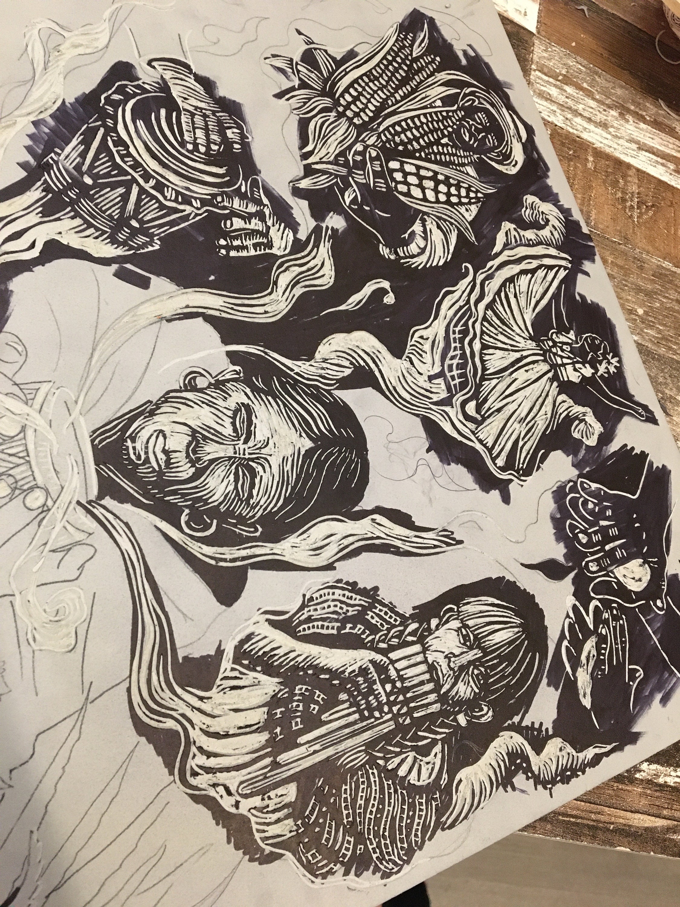 La Cultura Cura culture Heals. Original Limited Edition, Linocut Print