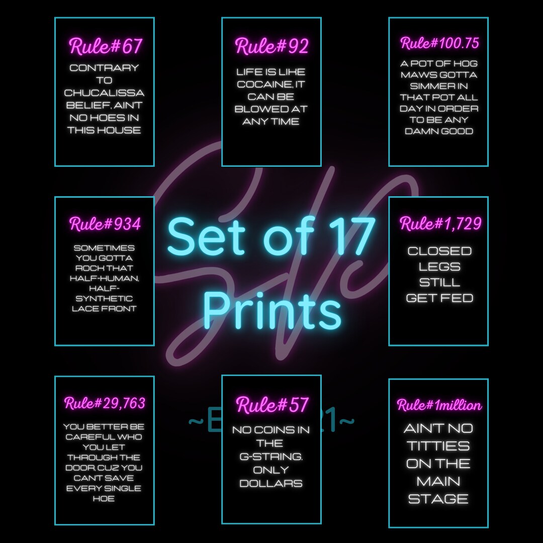 Uncle Clifford's Rules Set of 17 Digital Prints to Download P Valley