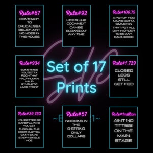 Uncle Clifford&#39;s Rules -  Set of 17 Digital Prints to Download - P Valley Art -  Down in the valley