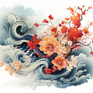 Traditional Art PNG, Watercolor, Bundle of 5, Chinese New Year Painting, Wall Art, Digital Prints, T-Shirt Designs, and Tumbler Sublimation image 3