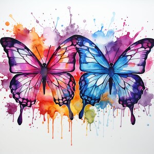 Watercolor Butterflies, Butterfly Art, Bundle of 5 PNG Files for Wall Art, Digital Prints, T-Shirt Designs, and Tumbler Sublimation image 5