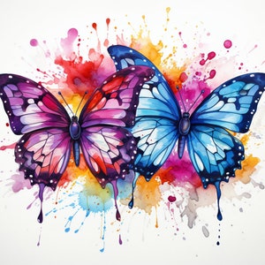Watercolor Butterflies, Butterfly Art, Bundle of 5 PNG Files for Wall Art, Digital Prints, T-Shirt Designs, and Tumbler Sublimation image 4