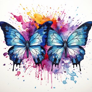 Watercolor Butterflies, Butterfly Art, Bundle of 5 PNG Files for Wall Art, Digital Prints, T-Shirt Designs, and Tumbler Sublimation image 3