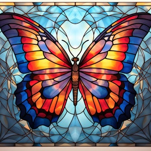 Butterfly Stained Glass PNG, Bundle of 5, Wall Art, Digital Prints, T-Shirt Designs, and Tumbler Sublimation