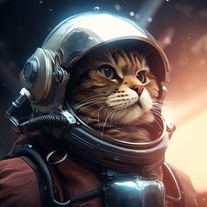 Astronaut Space Cat on a Mission, Bundle of 5 PNG Files for Wall Art, Digital Prints, T-Shirt Designs, Tumbler Sublimation. Not Transparent. image 4