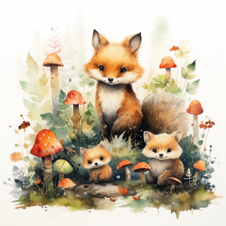 Woodland Animals Tribal Wall Art Set - 6 Prints, 8x10 Inch, Deer, Bunny, Bear, Fox, Raccoon, Owl - View #4