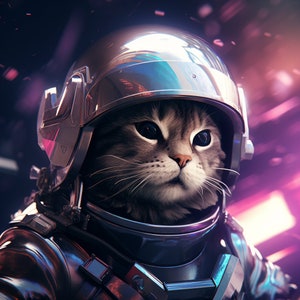 Astronaut Space Cat on a Mission, Bundle of 5 PNG Files for Wall Art, Digital Prints, T-Shirt Designs, Tumbler Sublimation. Not Transparent. image 5