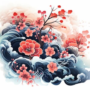 Traditional Art PNG, Watercolor, Bundle of 5, Chinese New Year Painting, Wall Art, Digital Prints, T-Shirt Designs, and Tumbler Sublimation image 5