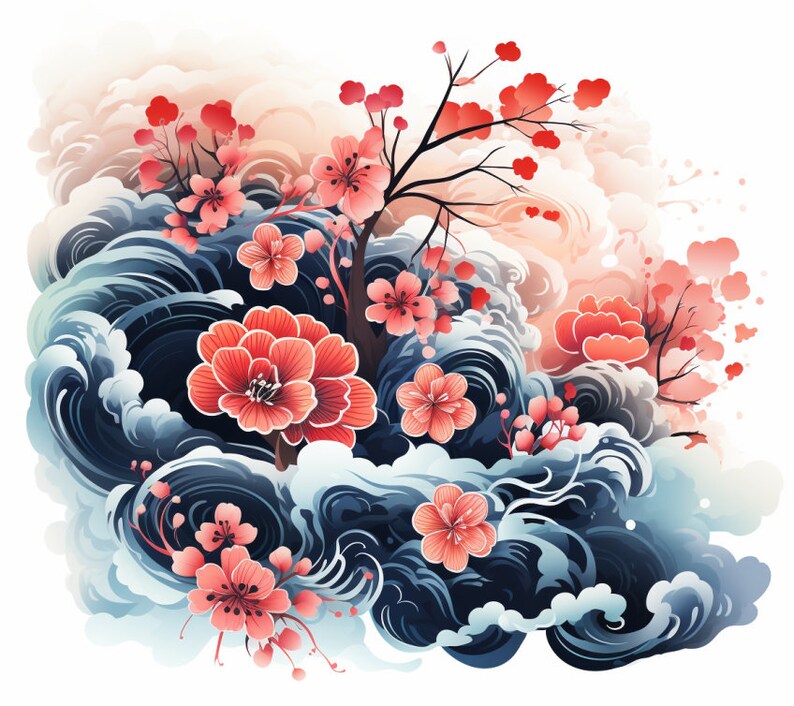 Traditional Art PNG, Watercolor, Bundle of 5, Chinese New Year Painting, Wall Art, Digital Prints, T-Shirt Designs, and Tumbler Sublimation image 5