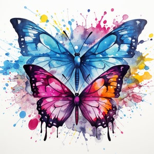 Watercolor Butterflies, Butterfly Art, Bundle of 5 PNG Files for Wall Art, Digital Prints, T-Shirt Designs, and Tumbler Sublimation image 2