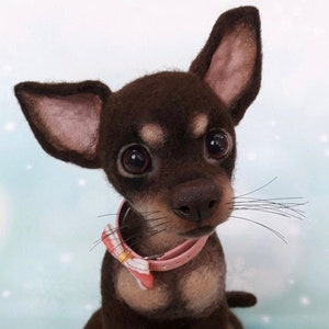 Needle Felted RUSSIAN TOY TERRIER, Collectible Realistic Animals, Handmade Unique Gifts, Personalized Dog Replica, Living Dog, Felted Dog