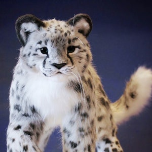 BIG SNOW LEOPARD Plush Toy, Cat Stuffed Animal, Weighted Plush, Snow Leopard Plushie, Long Cat Plush Toy, Realistic Art Doll, Cute Plush Toy