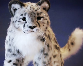 BIG SNOW LEOPARD Plush Toy, Cat Stuffed Animal, Weighted Plush, Snow Leopard Plushie, Long Cat Plush Toy, Realistic Art Doll, Cute Plush Toy