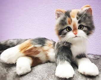 Pluszowa zabawka CUSTOM KITTEN, realistyczny pluszowy kot 3D, wypchany kot, pluszowa zabawka, prezent dla niej, prezent dla miłośników kotów, pluszowy kot dla dzieci