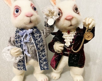 THE WHITE RABBIT from Alice in Wonderland is Needle Felted and one of a kind. It&#39;s a unique gift for someone special who loves plushies.