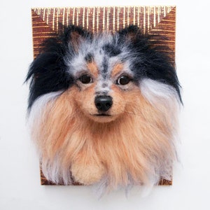 DOG PORTRAIT, Custom Spitz Marble Dog Portrait, Personalized Dog Portrait, 3D Dog Portrait, Felt Dog Frame, Dog Head Portrait, Dog Loss