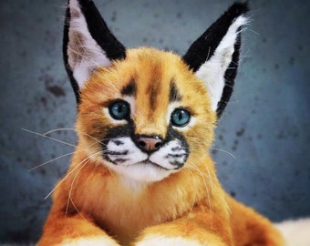 BIG CARACAL Plush Toy Made to Order, 3D Realistic Wild Cat Plushie, Stuffed Caracal, Unique Plush Toy, Cuddle Caracal Toy